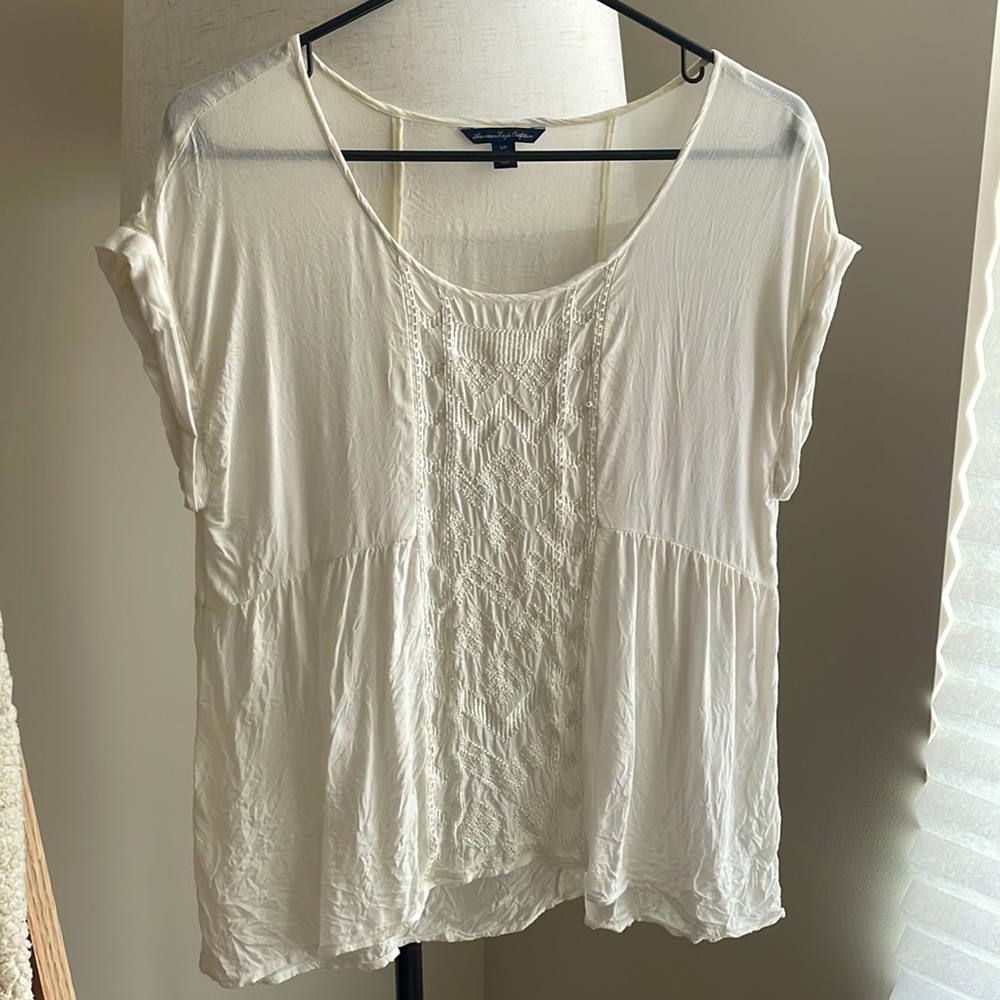 White Lace Accent AE Top
